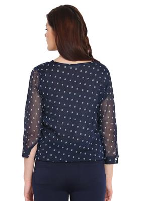 tie up neck blouson top - 15611685 - Standard Image - 3
