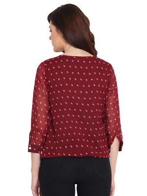 tie up neck blouson top - 15611686 - Standard Image - 3