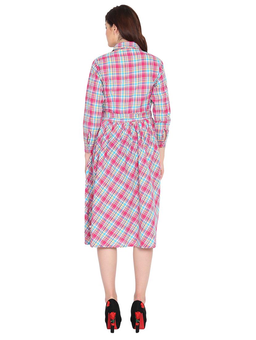 pocket patch checkered fit and flare dress - 15611722 - Zoom Image - 3