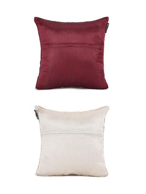 romee polyester embroidered cushion cover 16" x 16" set of 2 - red & beige - 15611766 - Standard Image - 3
