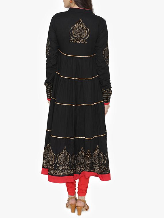 Tiered block print kurta - 15611864 - Zoom Image - 3