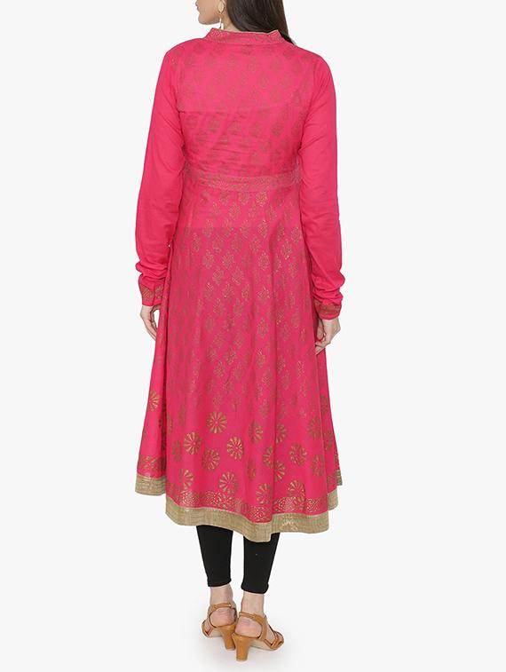 Angrakha block print kurta - 15611874 - Zoom Image - 3