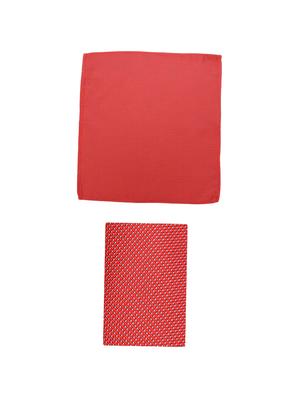 red microfiber tie with pocketsquare - 15612092 - Standard Image - 3