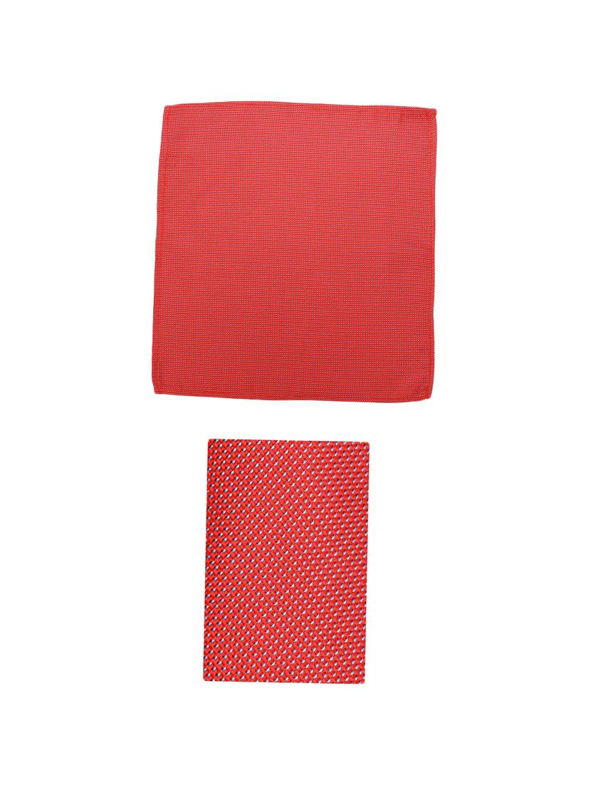 red microfiber tie with pocketsquare - 15612092 - Zoom Image - 3