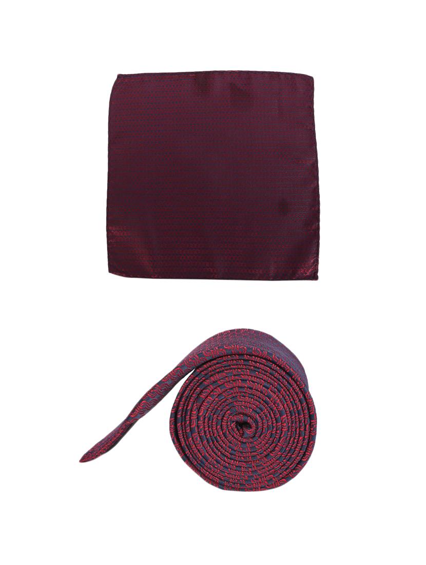 red microfiber tie with pocketsquare - 15612100 - Zoom Image - 3