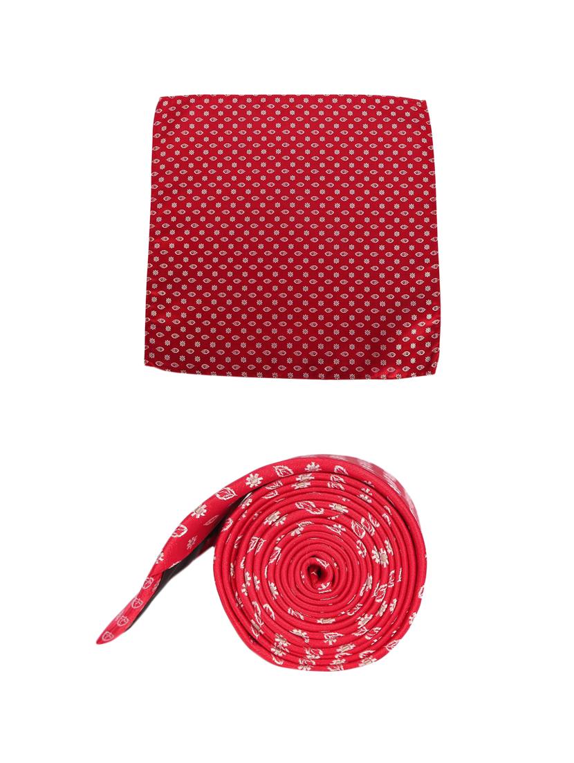 red microfiber tie with pocketsquare - 15612104 - Zoom Image - 3