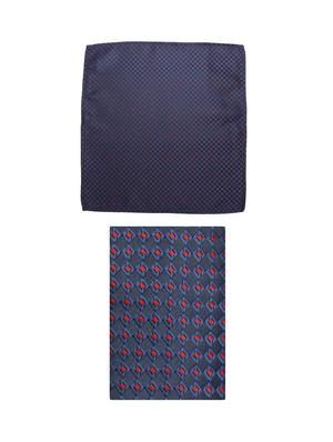 blue microfiber tie with pocket square - 15612117 - Standard Image - 3