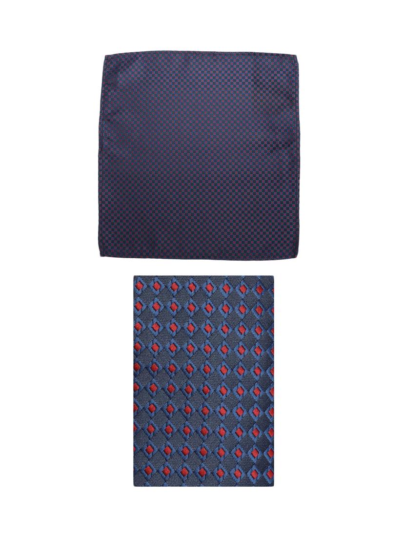 blue microfiber tie with pocket square - 15612117 - Zoom Image - 3