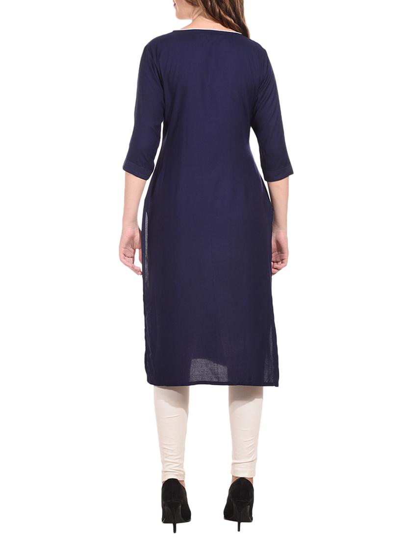 Embroidered straight kurta with tassels - 15612127 - Zoom Image - 3