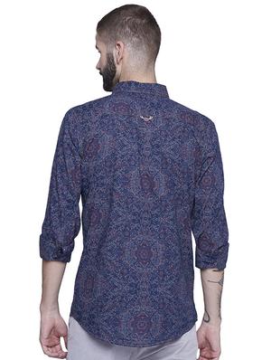 blue cotton casual shirt - 15612317 - Standard Image - 3
