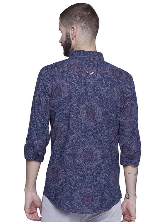 blue cotton casual shirt - 15612317 - Zoom Image - 3