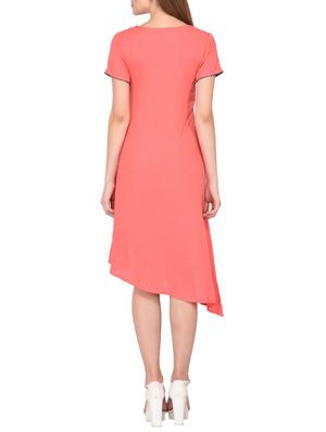 button detail solid asymmetric dress - 15612877 - Standard Image - 3