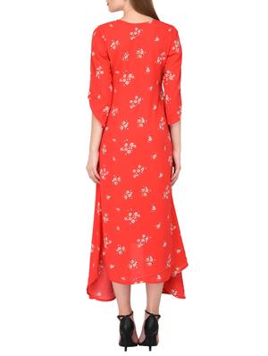 tie up neck floral asymmetric dress - 15612882 - Standard Image - 3