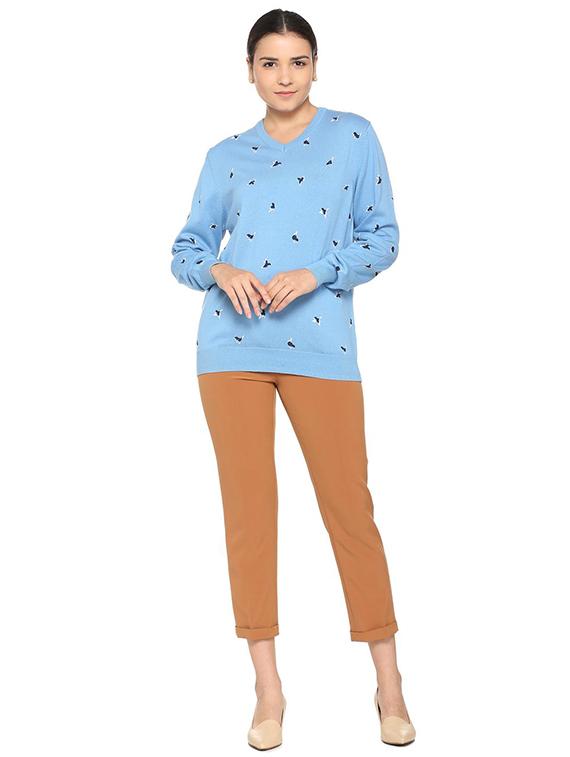 v neck ribbed edge pullover - 15612966 - Zoom Image - 3