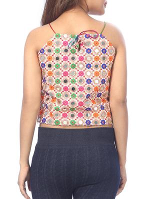 Key hole neck mirror work crop top - 15613023 - Standard Image - 3