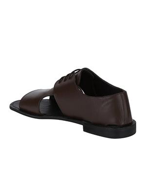 brown Leather lace-up sandals - 15613034 - Standard Image - 3
