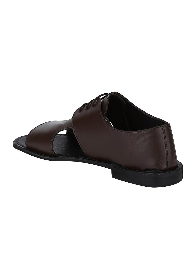brown Leather lace-up sandals - 15613034 - Zoom Image - 3