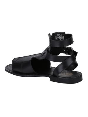 black Leather back strap sandals - 15613051 - Standard Image - 3