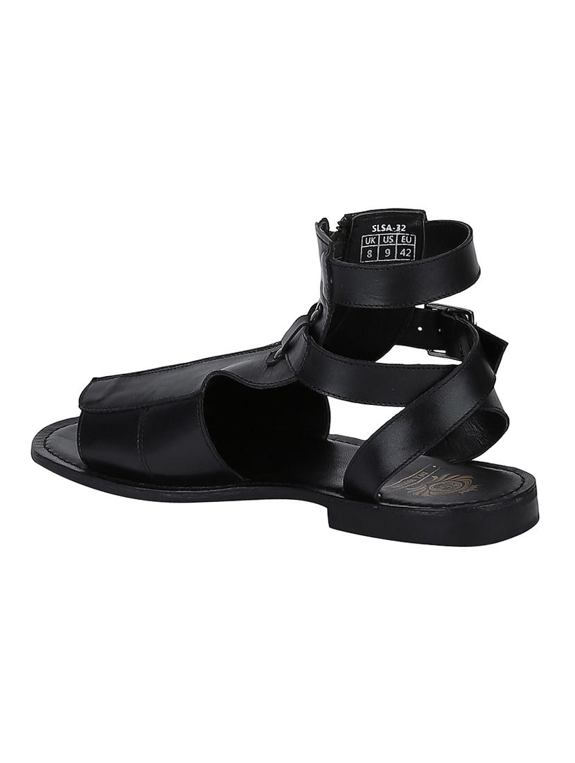 black Leather back strap sandals - 15613051 - Zoom Image - 3