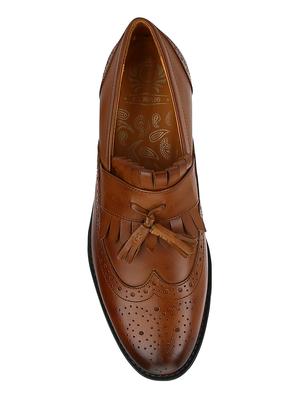 tan Leather tassel slip ons - 15613154 - Standard Image - 3