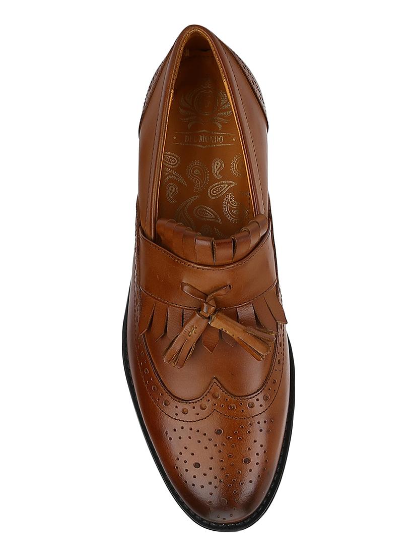 tan Leather tassel slip ons - 15613154 - Zoom Image - 3