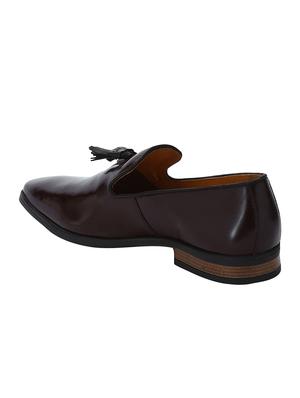 maroon Leather tassel slip ons - 15613155 - Standard Image - 3