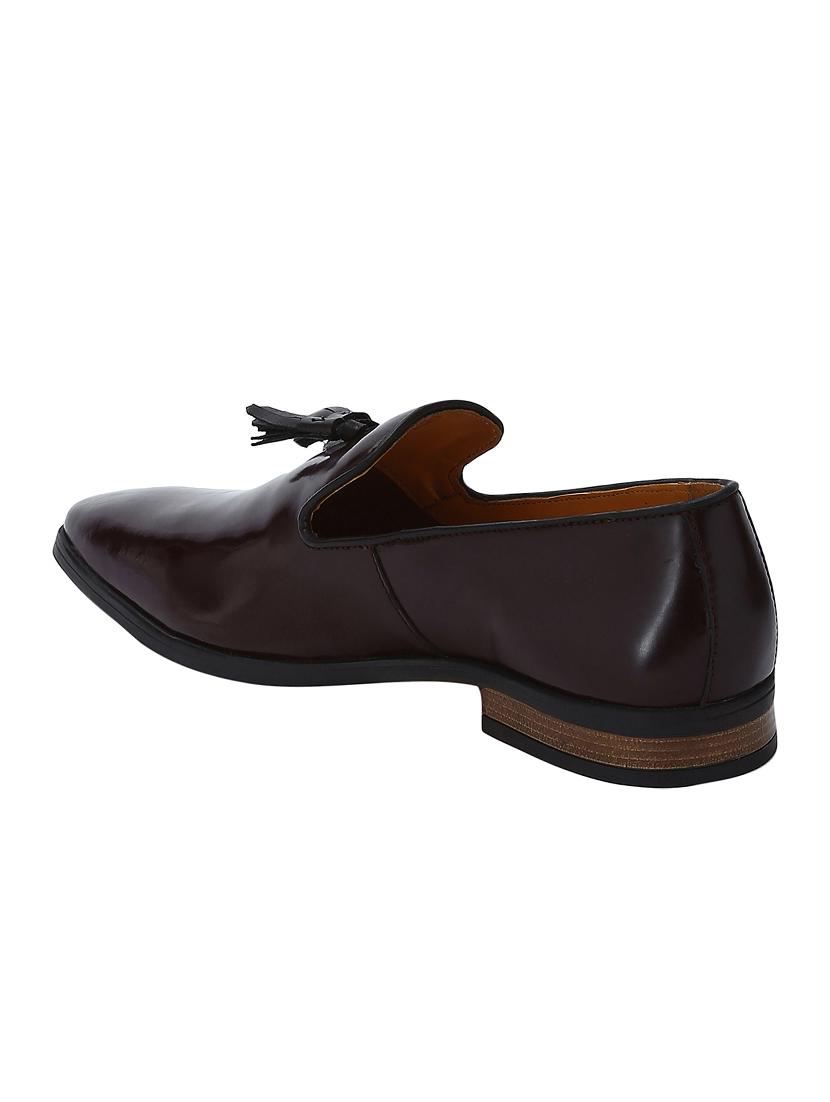 maroon Leather tassel slip ons - 15613155 - Zoom Image - 3