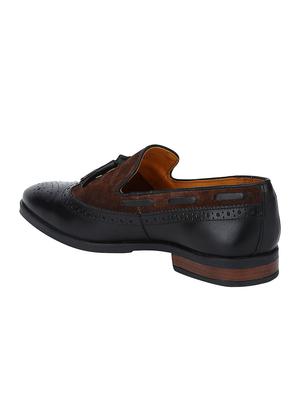black Leather tassel slip ons - 15613159 - Standard Image - 3