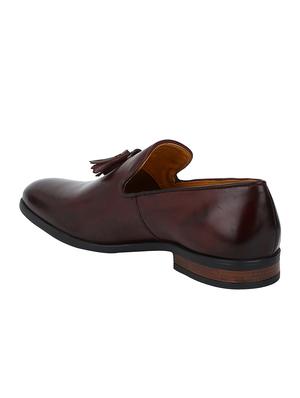 maroon Leather tassel slip ons - 15613160 - Standard Image - 3
