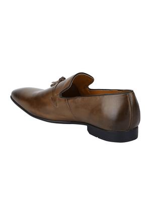 tan Leather tassel slip ons - 15613191 - Standard Image - 3