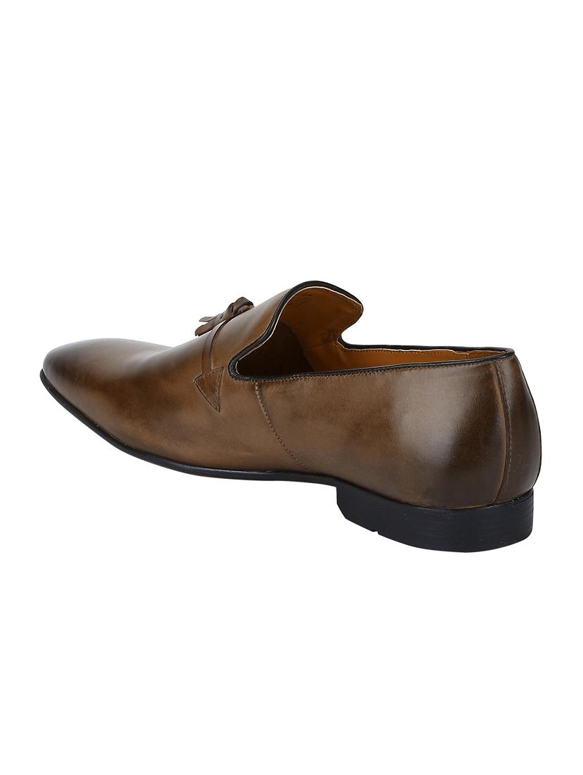 tan Leather tassel slip ons - 15613191 - Zoom Image - 3