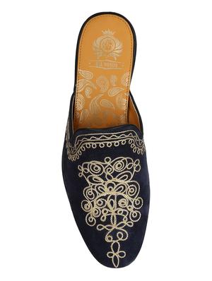 navy Suede slip on mules - 15613203 - Standard Image - 3