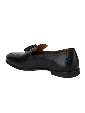 black Leather tassel slip ons - 15613214 - Standard Image - 3