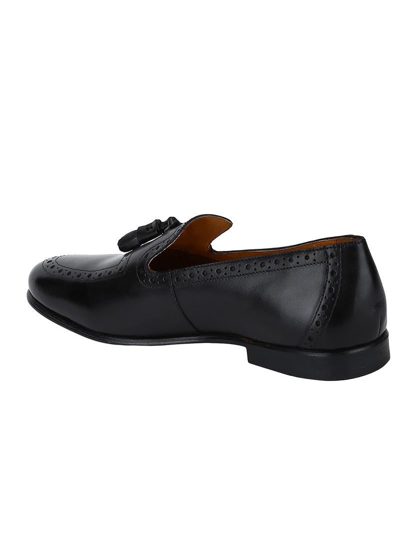 black Leather tassel slip ons - 15613214 - Zoom Image - 3
