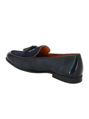 navy Leather tassel slip ons - 15613220 - Standard Image - 3
