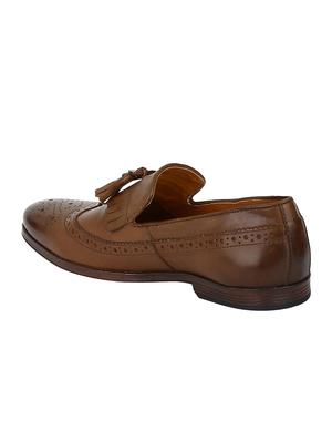 tan Leather tassel slip ons - 15613221 - Standard Image - 3