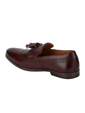 maroon Leather tassel slip ons - 15613222 - Standard Image - 3