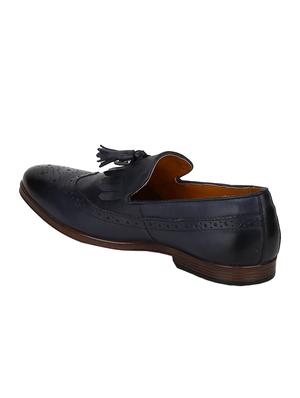 navy Leather tassel slip ons - 15613223 - Standard Image - 3