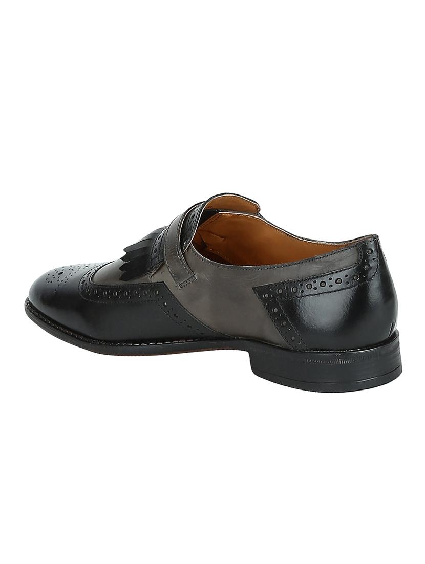 black Leather slip on monk straps - 15613225 - Zoom Image - 3