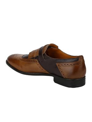 tan Leather slip on monk straps - 15613226 - Standard Image - 3