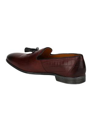 brown Leather tassel slip ons - 15613229 - Standard Image - 3