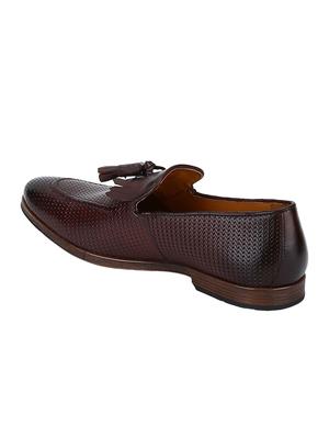 maroon Leather tassel slip ons - 15613234 - Standard Image - 3