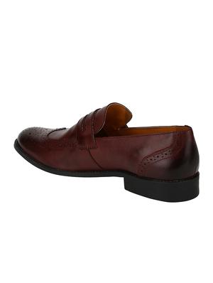 maroon leather formal slip ons - 15613237 - Standard Image - 3