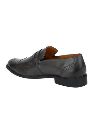 grey Leather formal slip ons - 15613239 - Standard Image - 3