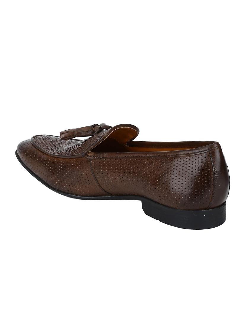 brown Leather tassel slip ons - 15613245 - Zoom Image - 3