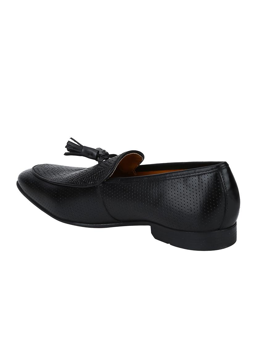 black Leather tassel slip ons - 15613246 - Zoom Image - 3
