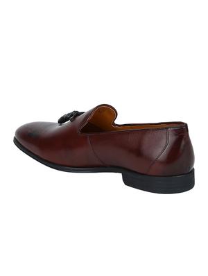 maroon leather tassel slip ons - 15613255 - Standard Image - 3