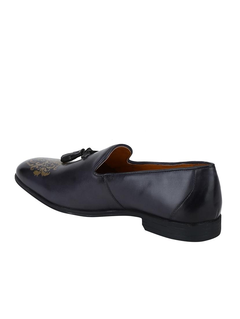 navy Leather tassel slip ons - 15613256 - Zoom Image - 3