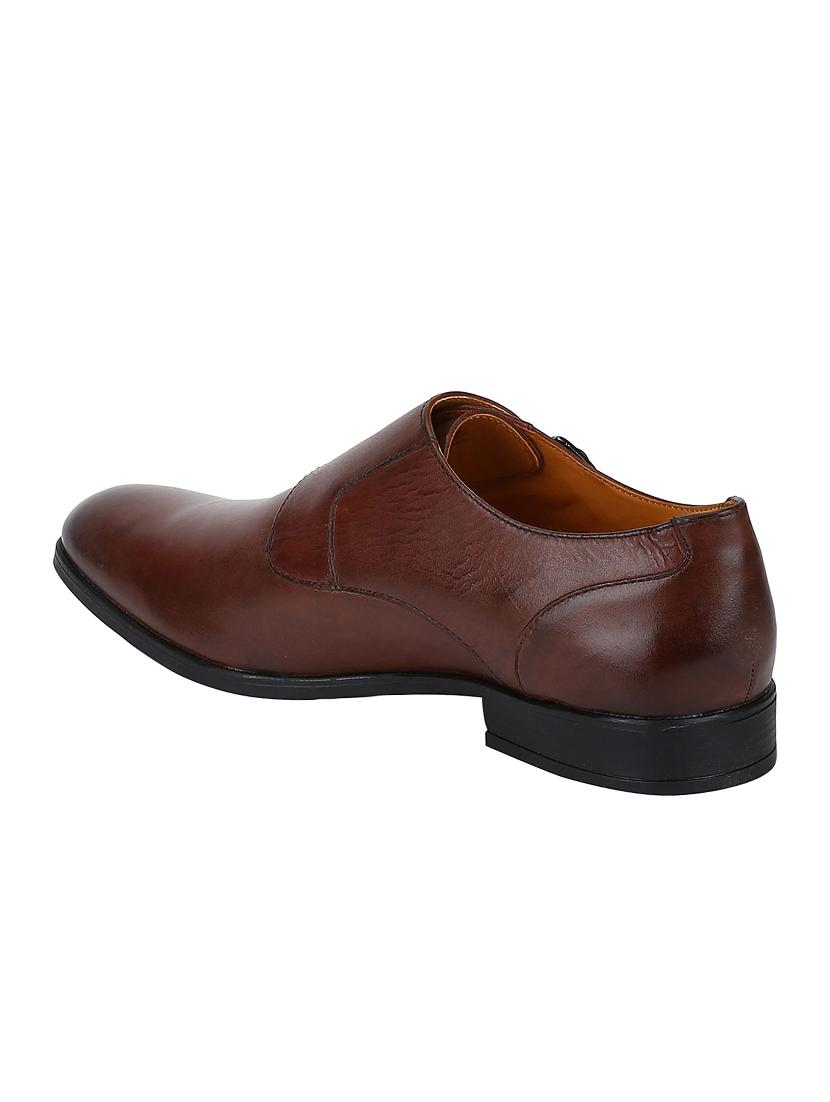 tan Leather slip on monk straps - 15613331 - Zoom Image - 3