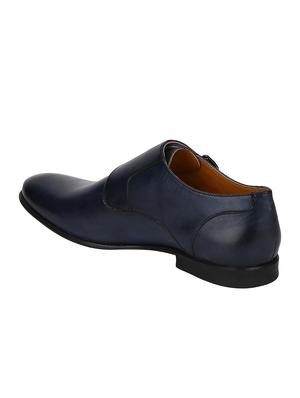navy Leather slip on monk straps - 15613332 - Standard Image - 3
